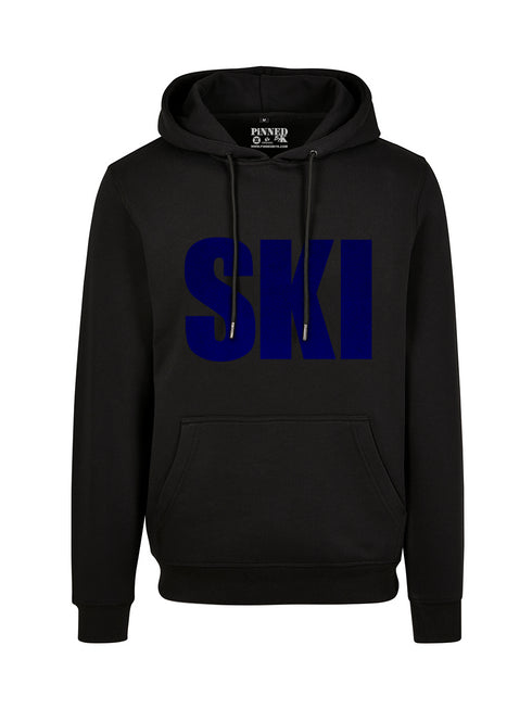 Hoodie Ski Navy Blue Velvet - Black